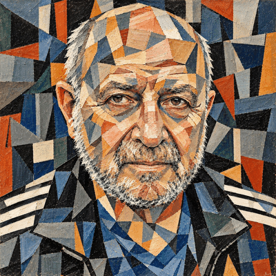 Geometric painted portrait of Ilya Rybak