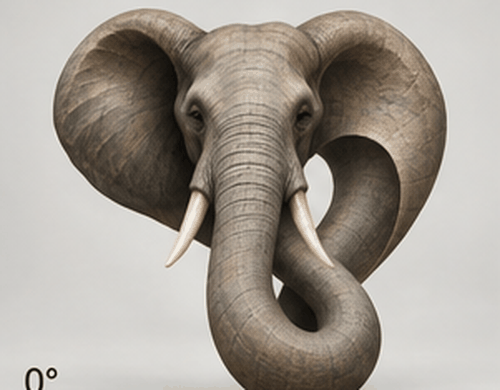 Rotating elephant-shaped Klein bottle
