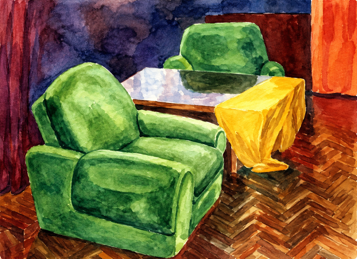Green armchairs (watercolor)